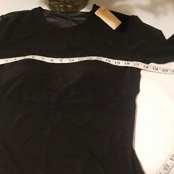 New Popilush Sheer Mesh Shapewear Long Sleeve Thong Bodysuit in Black - Picture 9 of 14